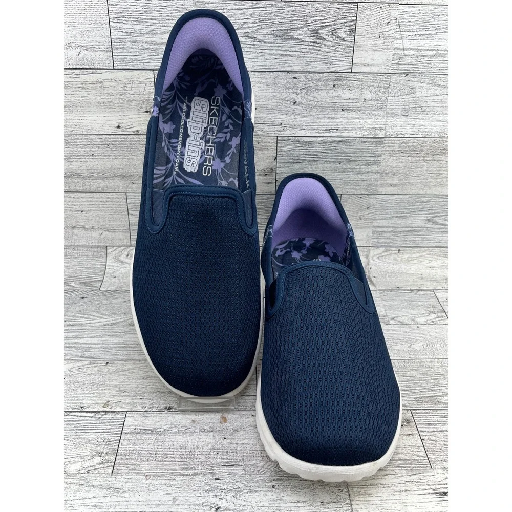 Skechers Slip-ins GO WALK Navy Mesh‎ Walking Shoes Women Size 9.5 124761 Comfort
